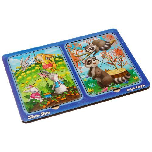 Пазли в рамці "Зайчики та єнотики", фото 1