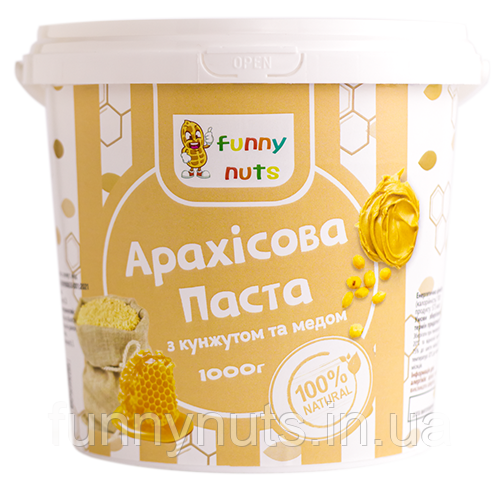 Арахісова паста Funny Nuts з кунжутом і медом 1000г, фото 1