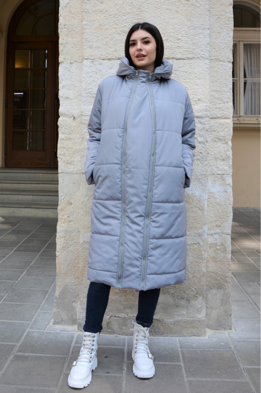 Теплая зимняя куртка для беременных 2233 1436 серая
