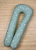 Подушка для беременных обнимашка с наволочкой 150см Васильки на зелёном