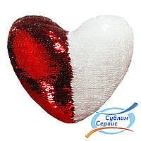 Подушка для сублімації серце з паєтками Червона