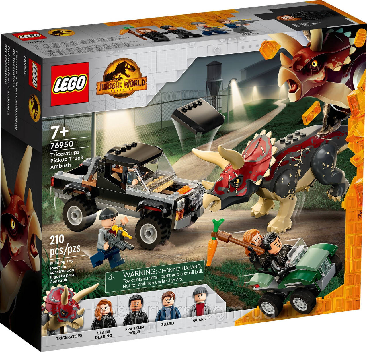 Lego Jurassic World Нападання трицератопсу на пікап 76950
