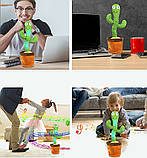 Кактус співаючий і танцювальний повторюшка з підсвічуванням Іграшковий кактус музичний плюшевий для дітей, фото 9