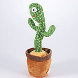 Кактус співаючий і танцювальний повторюшка з підсвічуванням Іграшковий кактус музичний плюшевий для дітей, фото 10