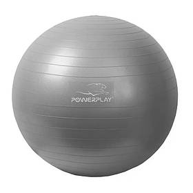 М'яч для фітнесу PowerPlay 4001 із насосом, 65 см, Grey