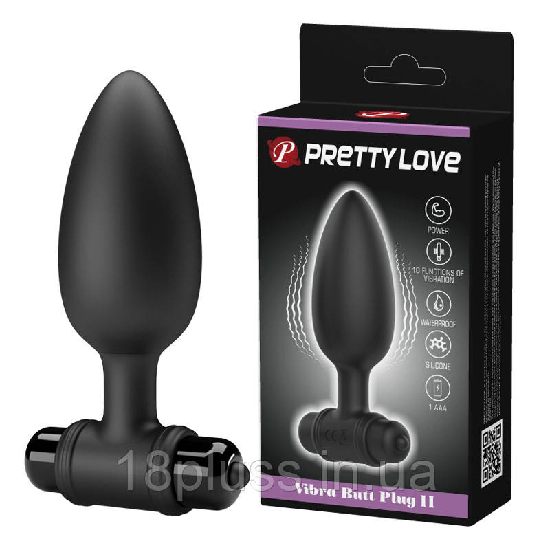 Анальний затор - Pretty Love Vibro Anal Butt Plug Black, фото 1