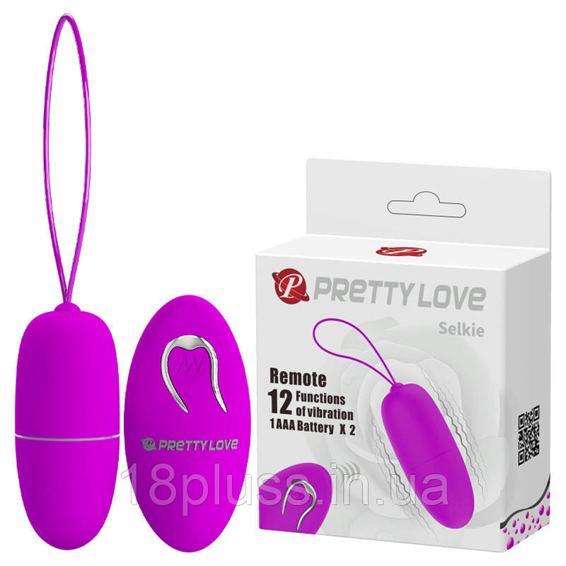 Віброяйце з пультом дистанційного керування Pretty Love Selkie Wireless Egg Purple, фото 1
