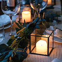 Скляний геометричний настільний свічник. Набір із 3 свічників 10х10 см, фото 4