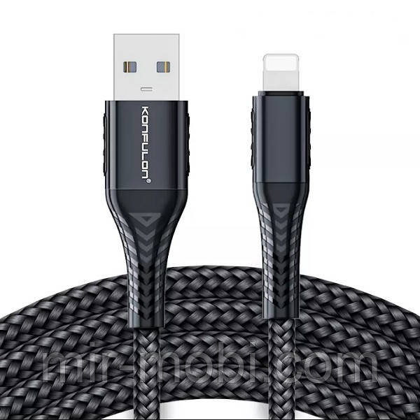 Кабель Konfulon DC33, Lightning, 1m, 3A, Black
