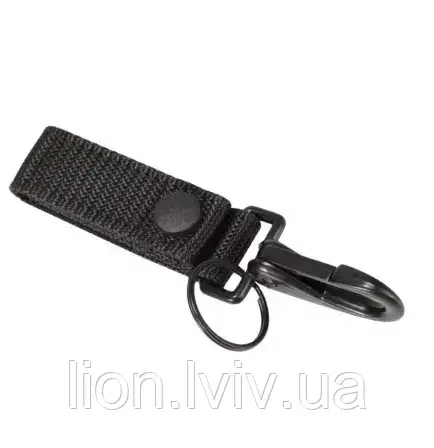 Тренчик фіксатор Molle з металевим карабіном. Чорний.