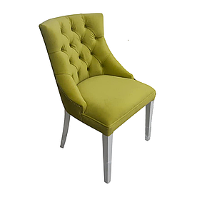 Стілець м'який кухонний обідній MeBelle MUSE 56 х 55 х 100 см із стяжками, зелений салатовий фісташковий велюр