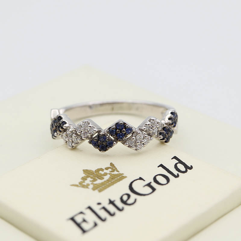 Жіноче кільце Zigzag з камінням від EliteGold розмір 18 230920223
