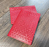 Красная обложка на паспорт из натуральной кожи с ромбами Shvigel