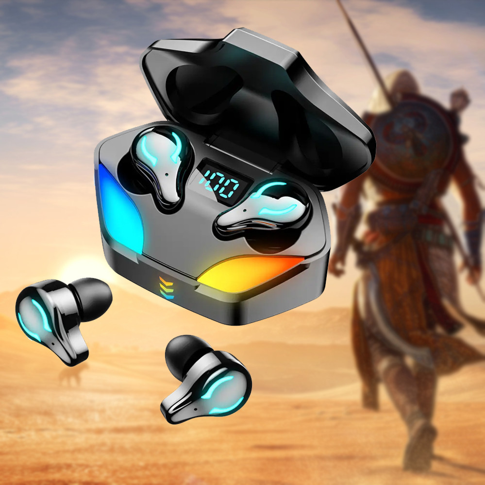 Навушники бездротові Х1 Blutooth ігрові RGB з підсвічуванням та мікрофоном два режими відтворення, фото 1