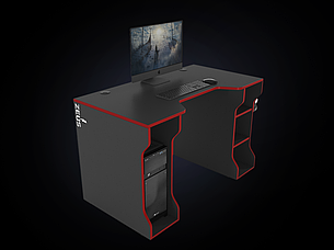 Геймерський стіл ZEUS Tron-4 ,колір чорний\червоний, фото 2