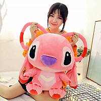 Яркая мягкая-детская игрушка подушка Стич Ангел 55 см Розовая