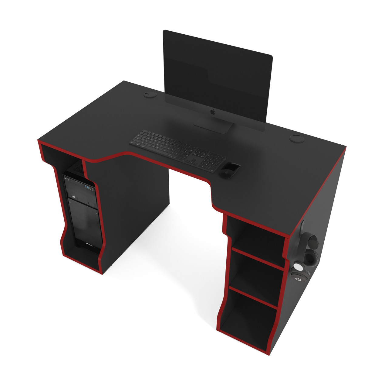 Геймерський стіл ZEUS Tron-4 ,колір чорний\червоний