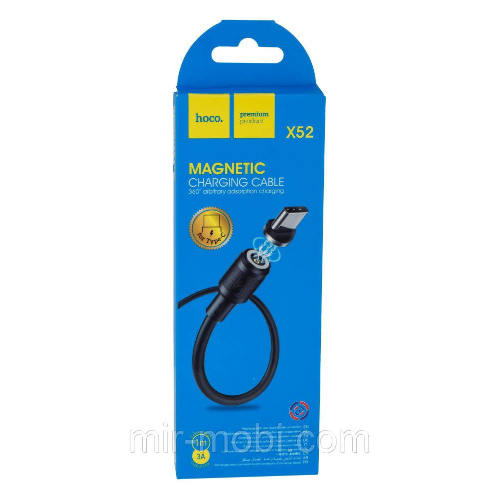 Кабель Hoco X52 Sereno Magnetic, Type-C, 1m, 3A, Black