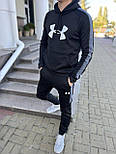 Зимовий чоловічий спортивний костюм Under Armour на флісі теплий комплект з курткою + шапка Туреччина. Терміни 3-7 днів, фото 4