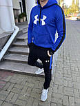Чоловічий спортивний костюм зимовий Under Armour на флісі теплий зима-осень з капюшоном сірий Туреччина. Живе фото, фото 7
