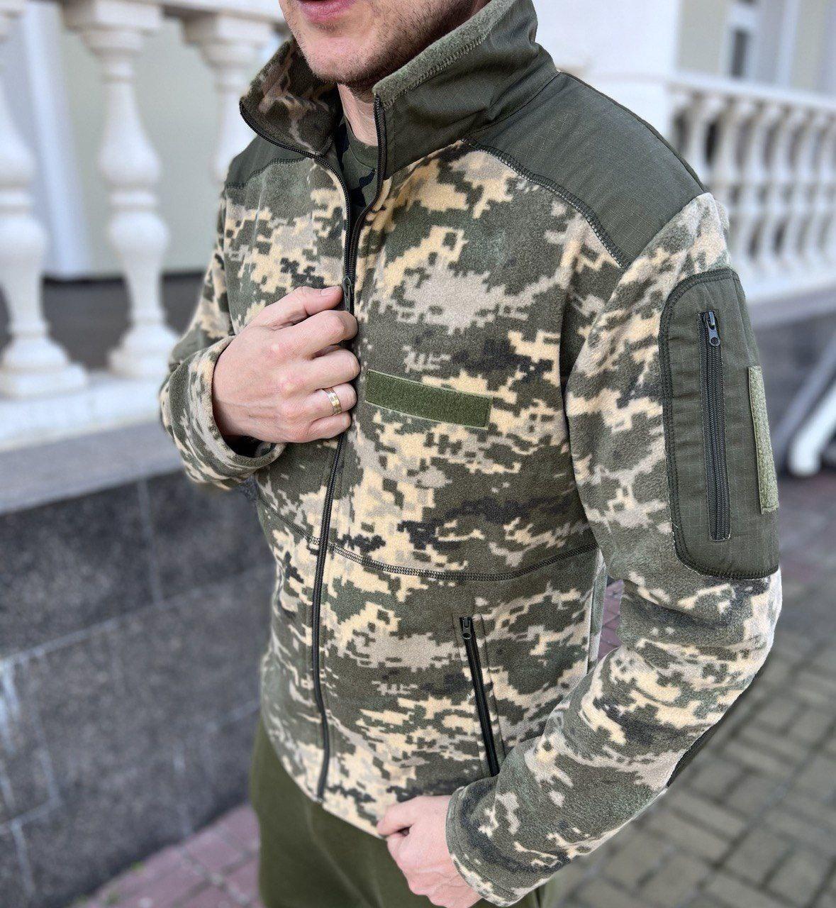Чоловіча флісова кофта фліска тактична тепла осінь-зима піксель хакі. Живе фото (чоловіча фліска), фото 1