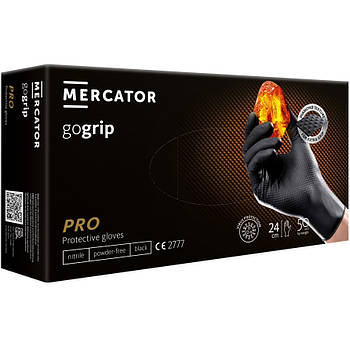 Нітрилові рукавички Mercator Gogrip розмір M чорні (25 пар)