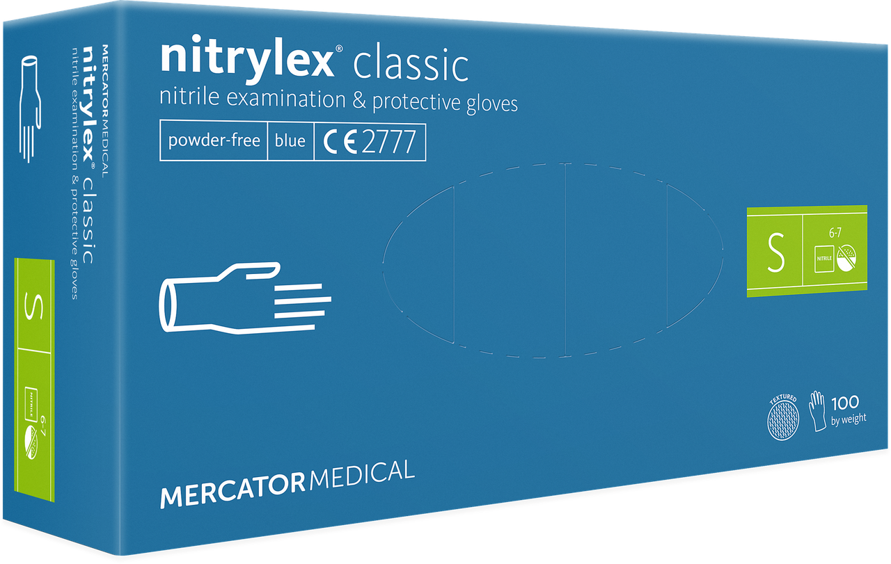 Рукавички нітрилові неопудрені NITRYLEX CLASSIC р. S (50пар)