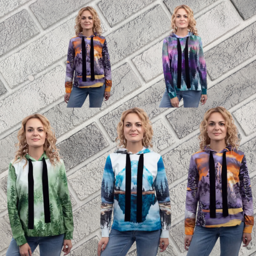 Худі жіноча бавовняна BONO р.52 кольорова з товстим шнурком на капюшоні 30034369, фото 1