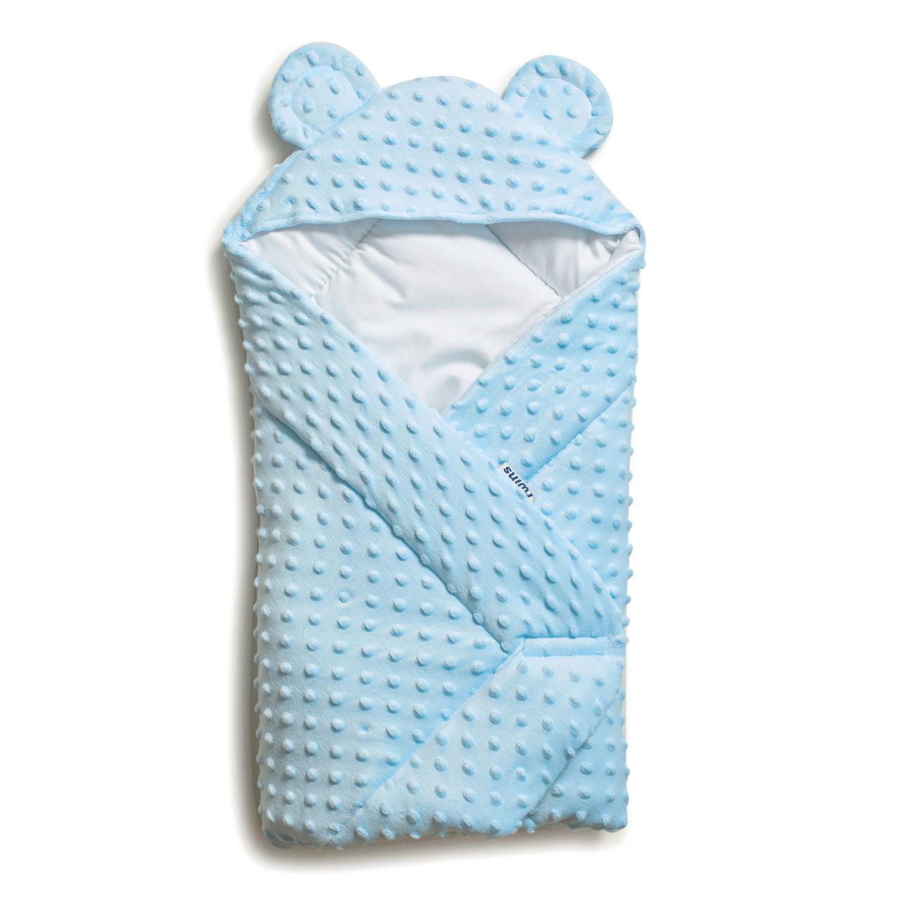 Конверт — плед Twins Minky Вушка 80х80 (силікон) 9013-TV-04, blue, блакитний, фото 1