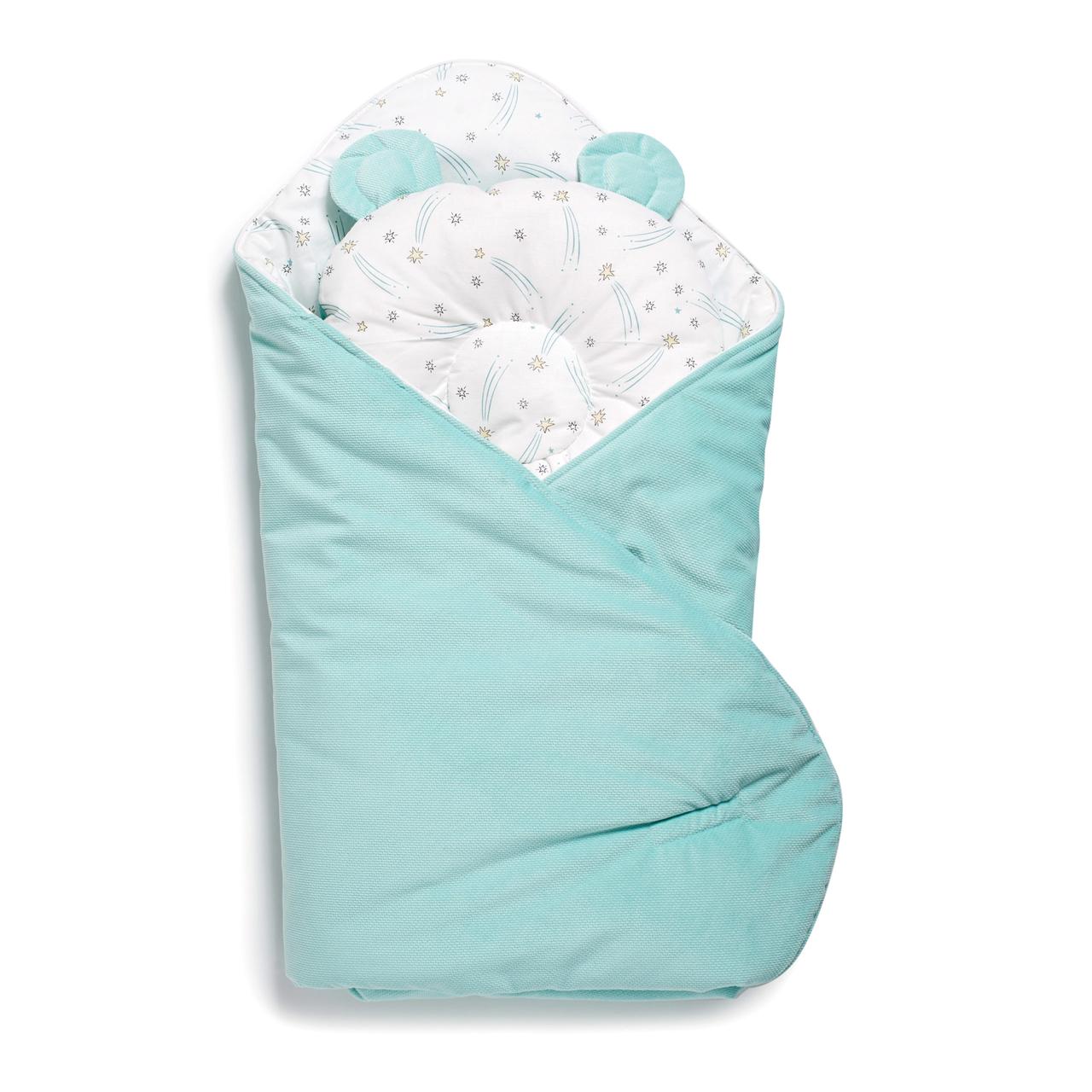 Набір конверт-плед із подушкою Twins Bear 9064-TB-14, mint, м'ятний, фото 1