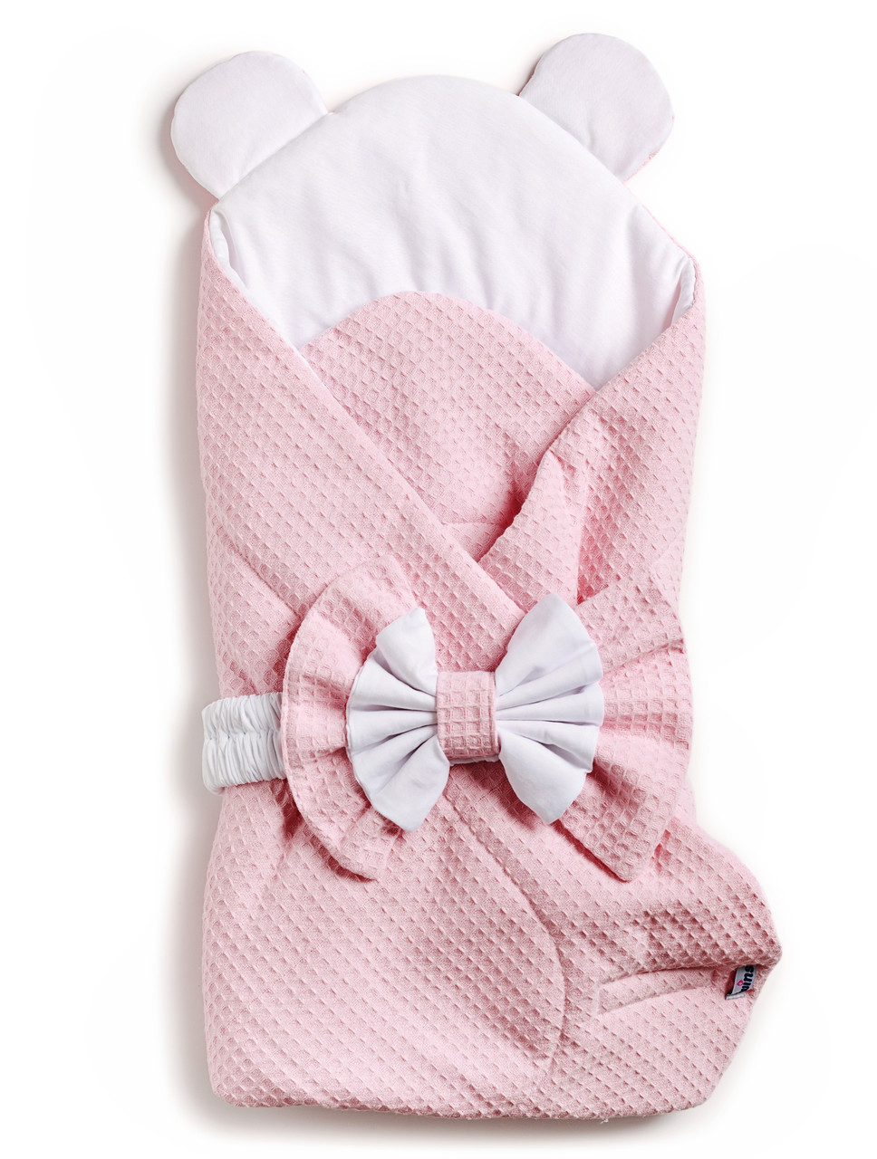 Конверт-плед Twins Waffle Bear з декором 9015-TWBD-24, powder pink, пудра, фото 1