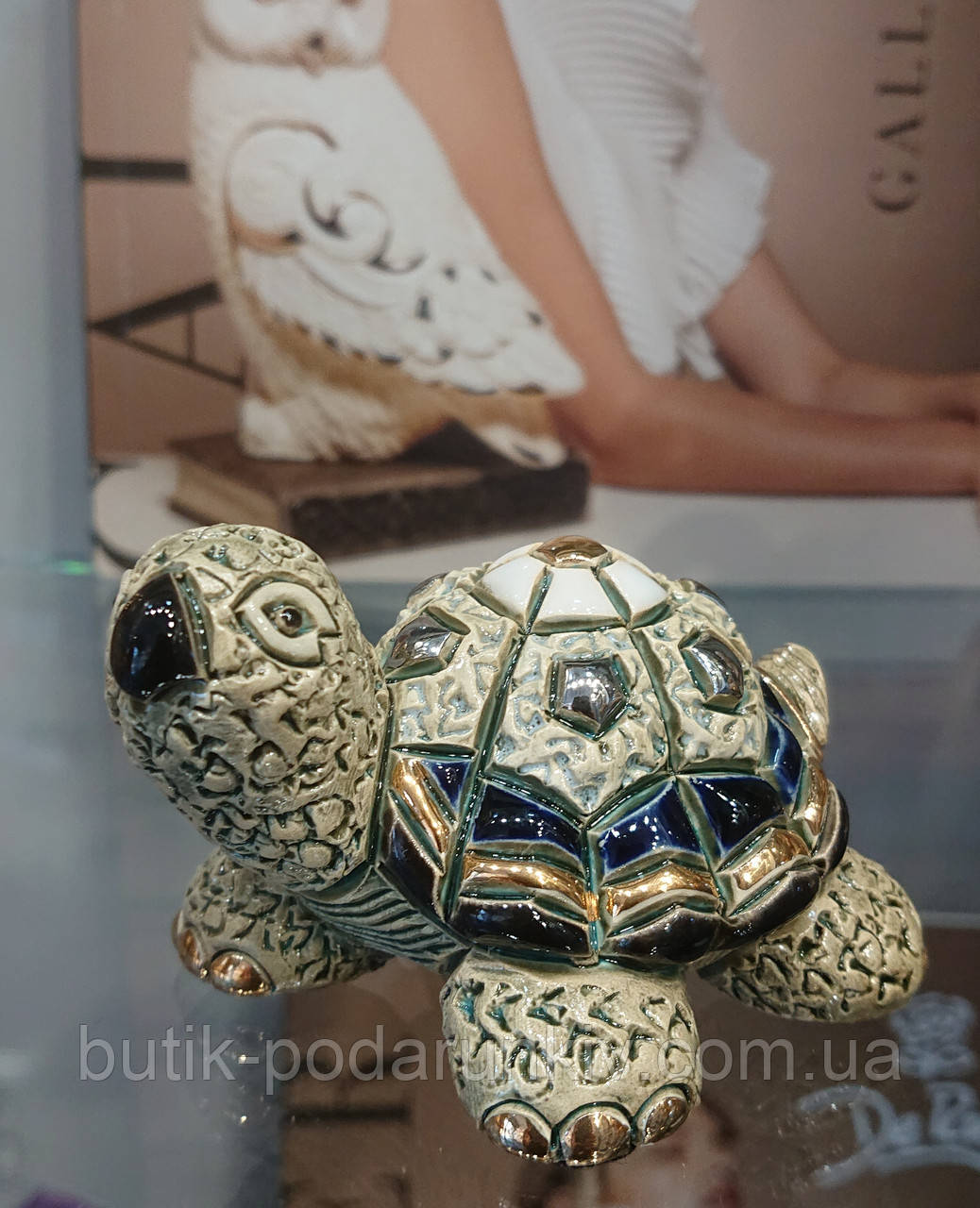 Фигурка черепашка De Rosa Rinconada из керамики с позолотой - фото 5 - id-p1519072210