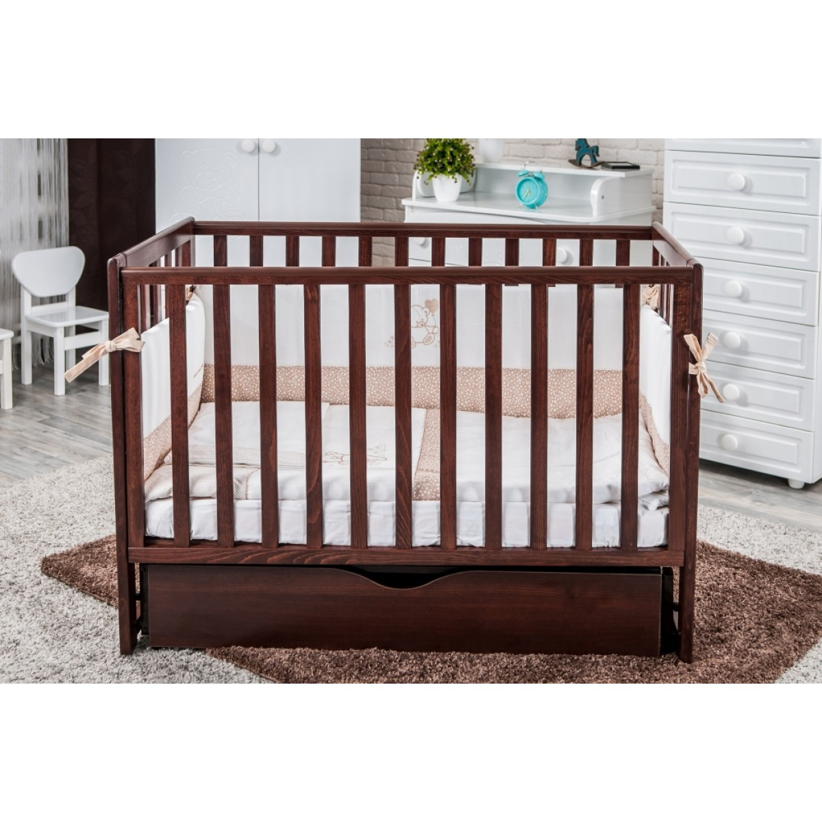 Ліжко дитяче темно-коричневе Twins Pinocchio L100-P-07 горіх, фото 1