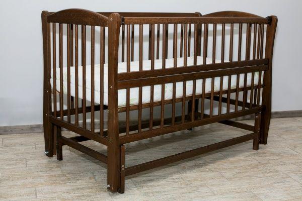 Коричневе дитяче ліжечко Дубок Веселка/без ящика горіх, фото 1