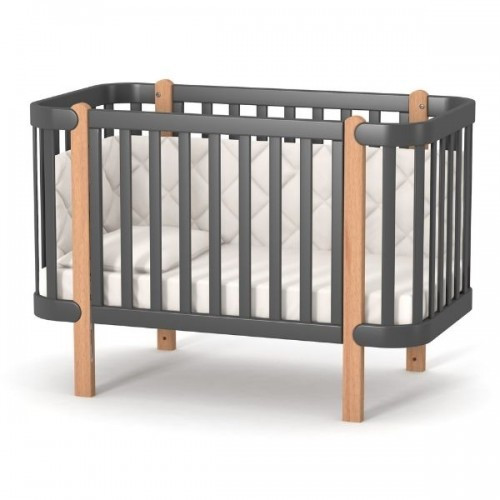 Ліжечко Верес ЛД5 Монако без коліс без ящика 05.3.1.21.16, темно-сірий, чорний/буковий, фото 1