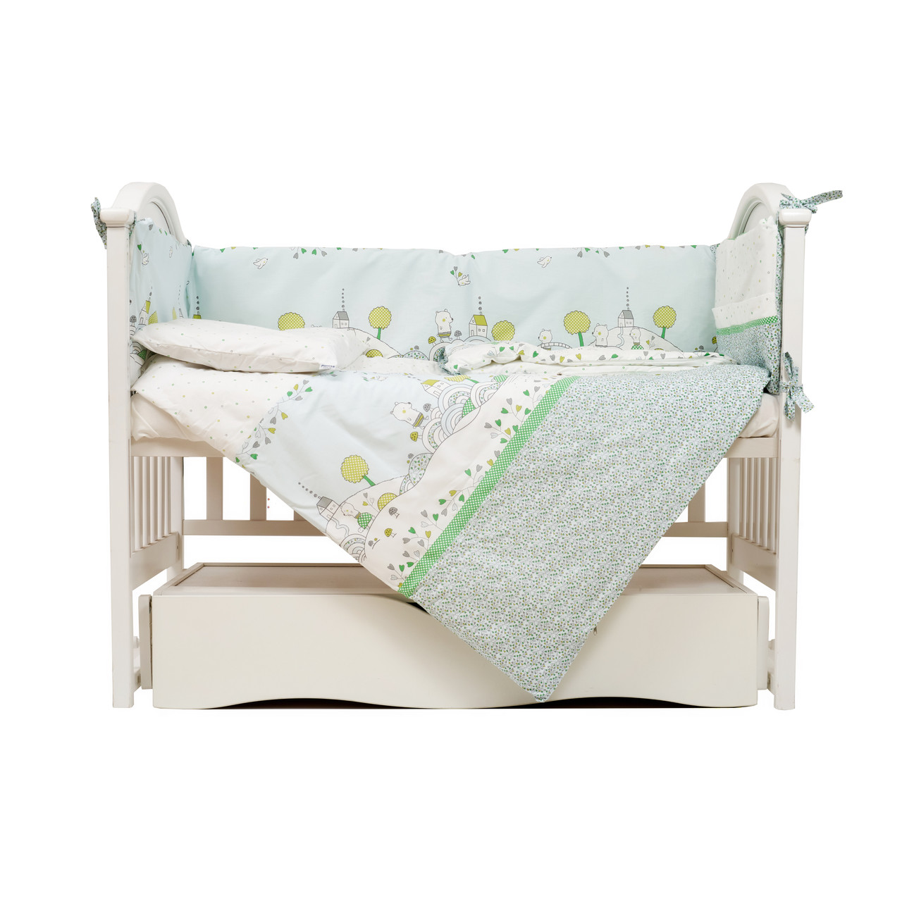 Постільний комплект 6 ел Twins Eco Line 4090-E-010, Village, зелений, фото 1