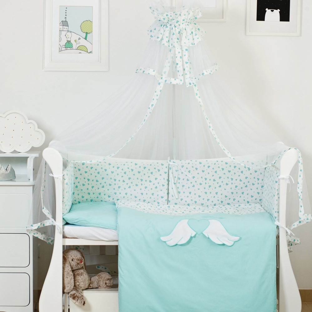 Постільний комплект 8 ел Twins Evo Angel Baby 4074-A-042, mint, м'ятний, фото 1