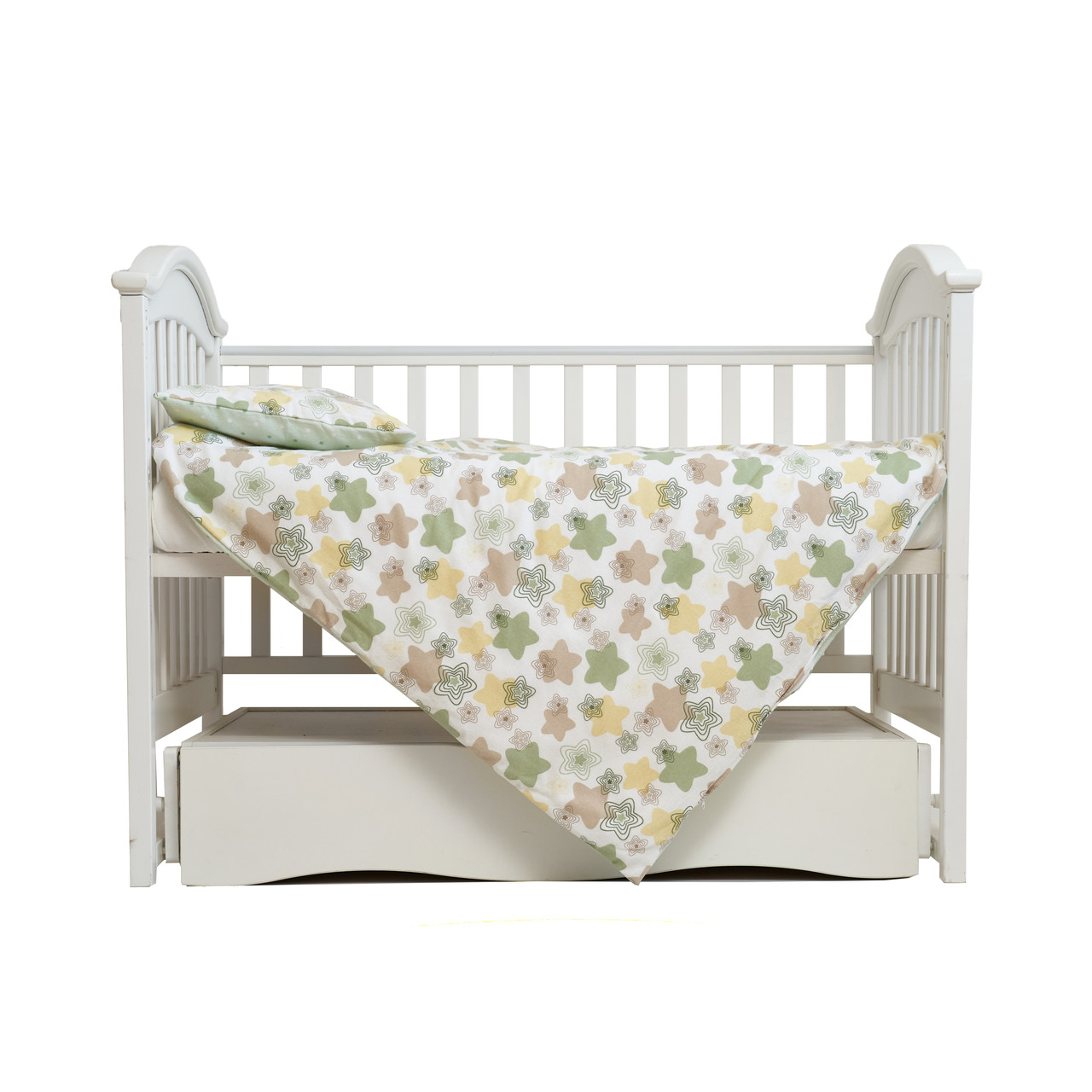 Змінна постіль 3 ел Twins Comfort Soft (фланель) 3010-TS-06, Stars green, білий/зелений, фото 1