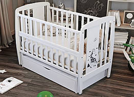 Ліжко для новонародженого Дубок Жирафка з шухлядою, білий