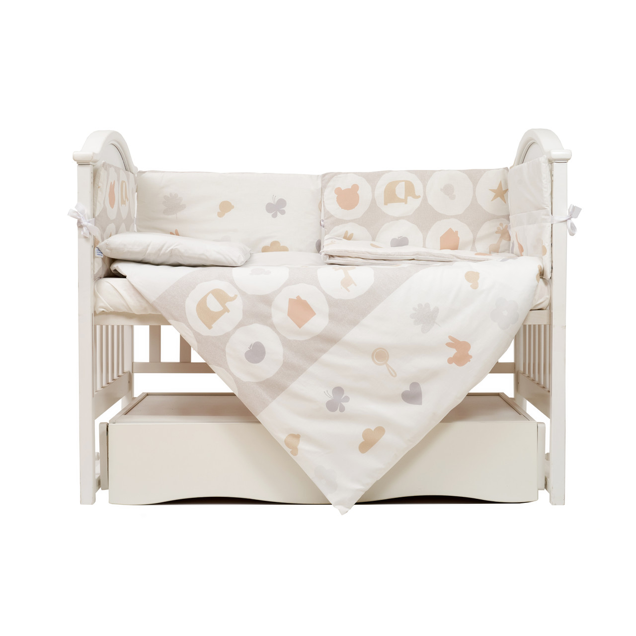 Постільний комплект 6 ел Twins Eco Line New 4091-E-020, Animals beige, бежевий