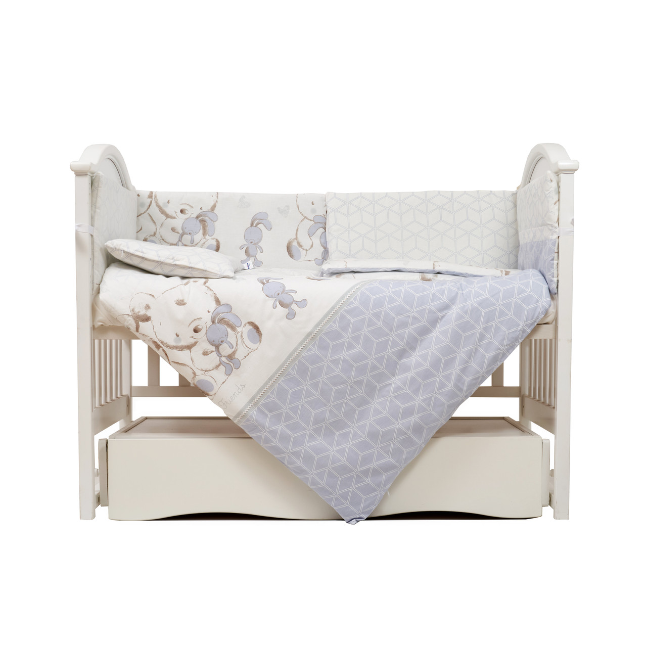 Постільний комплект 6 ел Twins Eco Line New 4091-E-026, Best friend grey, білий/сірий