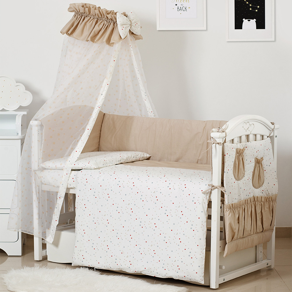 Постільний комплект 8 ел Twins Standard New 4050-CN-038-02, Зірочка бежева, бежевий
