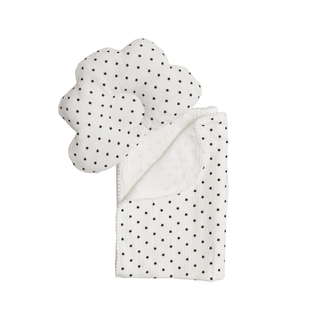Плед і подушка ортопедична Twins муслін маршмелоу 110х80 1411-TMPO-01S, white/stars, білий, фото 1