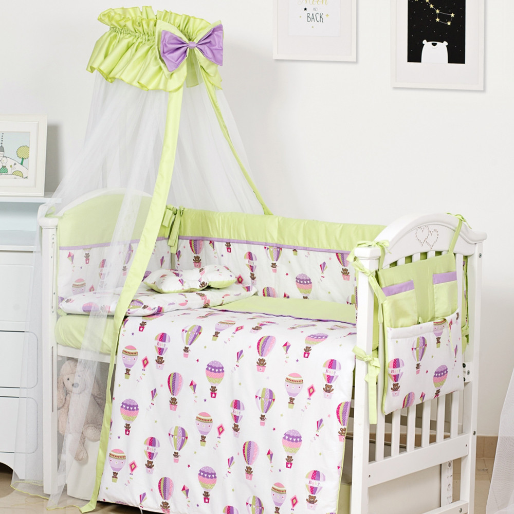 Постільний комплект 8 ел Twins Modern II 4028-P-113, повітряна куля зелена, зелена
