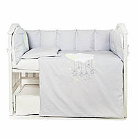 Постельный комплект 6 эл Babycentre & Twins Moonlight 4011-BTMO-10 grey, белый / серый