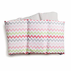 Бампер в детскую кроватку Twins Happy 2033-TH-30008, wave pink, сірий/рожевий