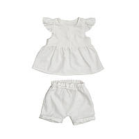 Набір для дівчинки Twins Linen (шорти, майка) льон 62р W-101-HTL62-01, white, білий