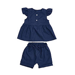 Набір для дівчинки Twins Linen (шорти, майка) льон 62р W-101-HTL62-09, dark blue, синій