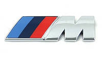 Шильдик логотип эмблема BMW M на багажник Серебро