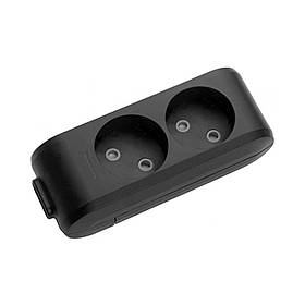 Колодка Panasonic X-tendia 2 гнізда з захистними шторками чорна WLTB02202BL-UA